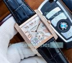 Swiss Replica Cartier Tanks Rose Gold Diamond Silver Dial Watch